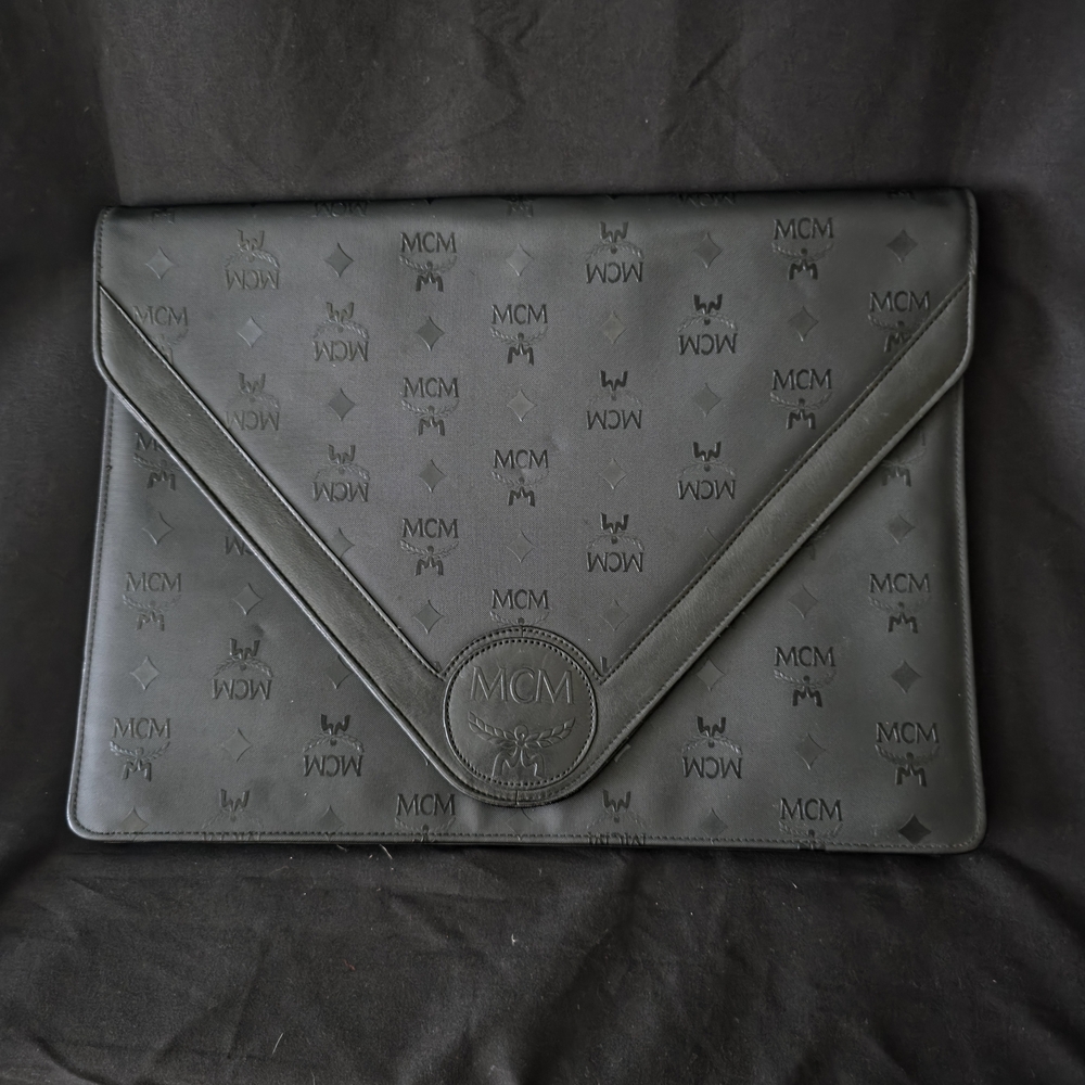 MCM Black Embossed Clutch